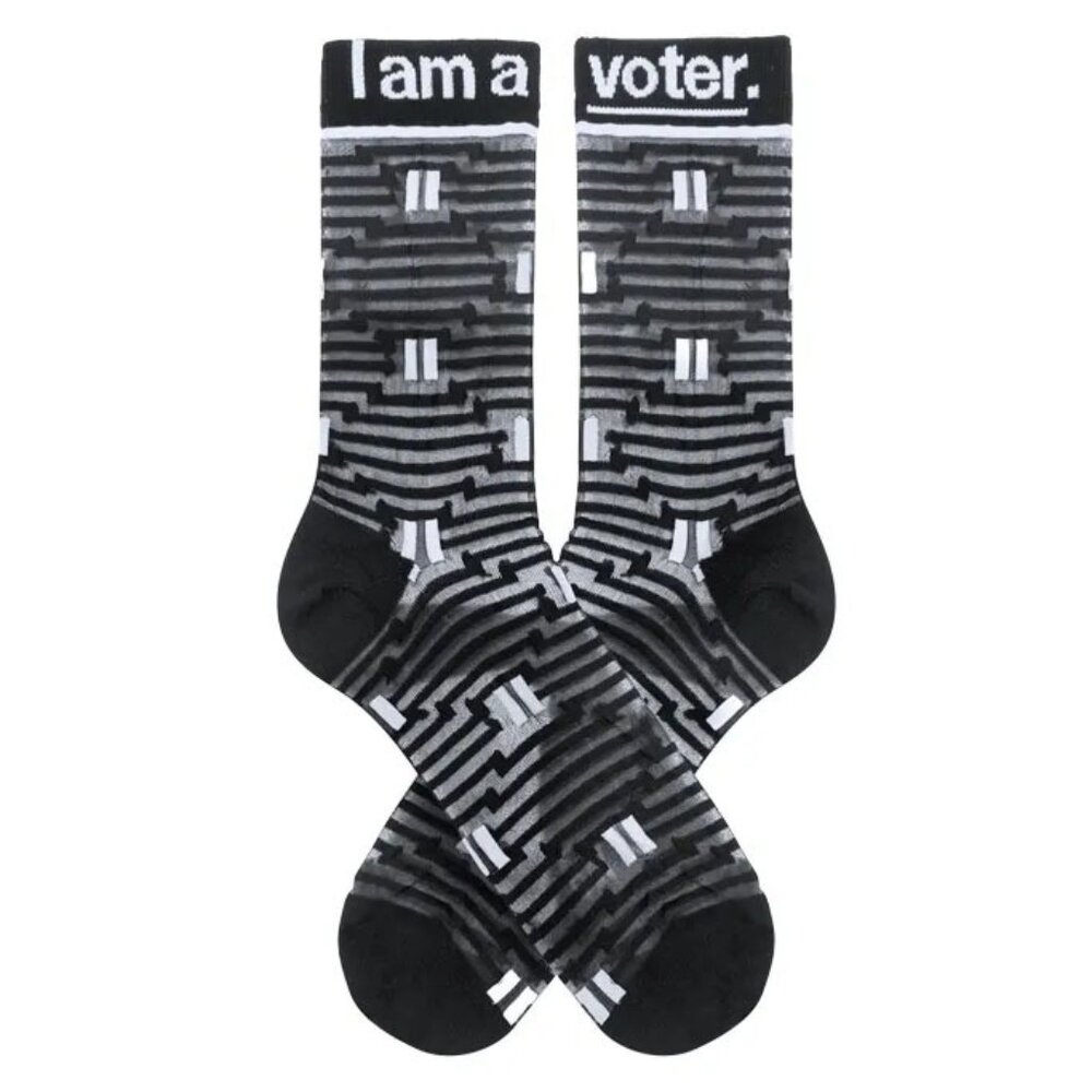 Fun Socks x I AM A VOTER NIB Socks White & Black